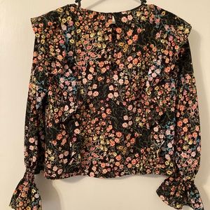 Zara Floral Ruffle Blouse